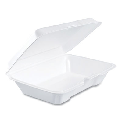 Foam Hinged Lid Containers, 6.4 X 9.3 X 2.6, White, 200/Carton
