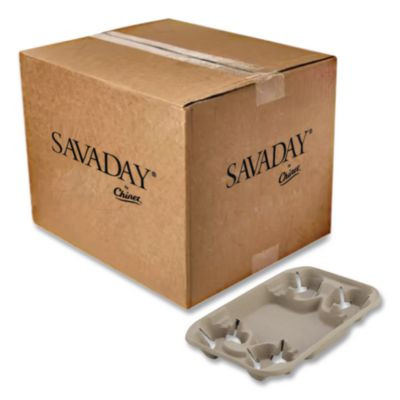 Strongholder Molded Fiber Cup/Food Tray, 8 Oz To 22 Oz, Four Cups + Food Tray, Beige, 250/Carton