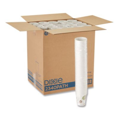 Pathways Paper Hot Cups, 10 Oz, White/Brown, 50/Sleeve, 20 Sleeves/Carton