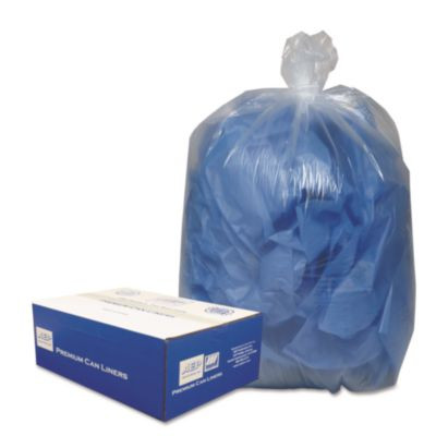 Linear Low-Density Can Liners, 10 Gal, 0.6 Mil, 24" x 23", Clear, 25 Bags/Roll, 20 Rolls/Carton