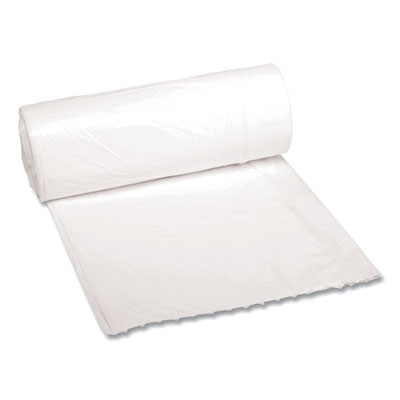 Low-Density Waste Can Liners, 10 Gal, 0.4 Mil, 24" x 23", White, Perforated Roll, 25 Bags/Roll, 20 Rolls/Carton