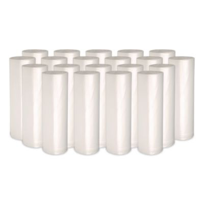 High-Density Can Liners, 16 Gal, 6 Mic, 24" x 33", Natural, Perforated Roll, 50 Bags/Roll, 20 Rolls/Carton