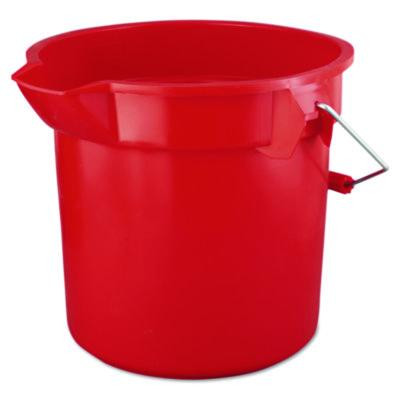Brute Round Utility Pail, 14 Qt, Plastic, Red, 12" Diameter