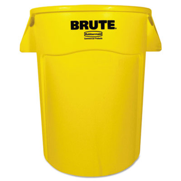 Vented Round Brute Container, 44 Gal, Plastic, Yellow