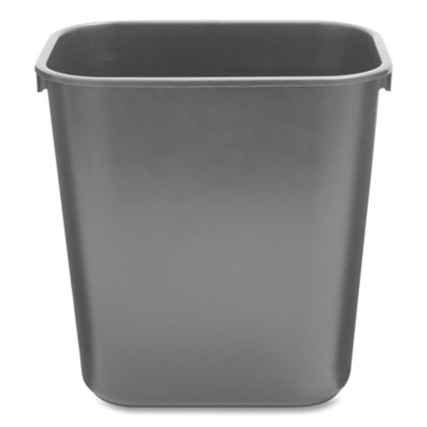 Deskside Plastic Wastebasket, 3.5 Gal, Plastic, Black