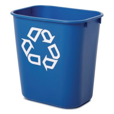 Deskside Recycling Container, Small, 13.63 Qt, Plastic, Blue