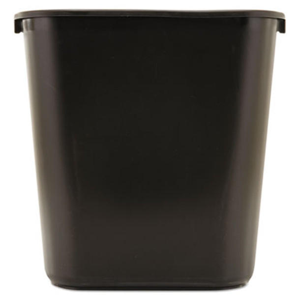 Deskside Plastic Wastebasket, 7 Gal, Plastic, Black