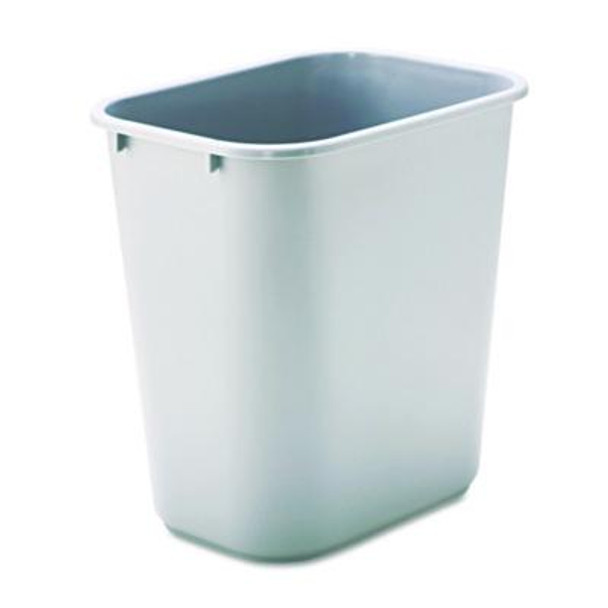 Deskside Plastic Wastebasket, 7 Gal, Plastic, Gray