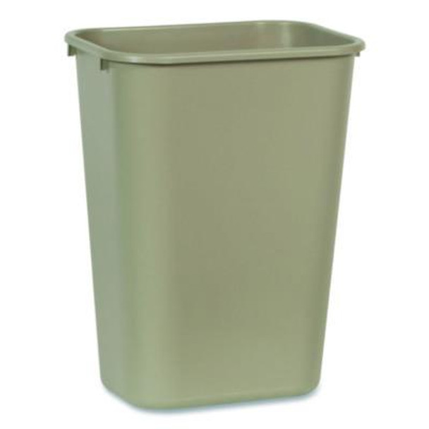 Deskside Plastic Wastebasket, 10.25 Gal, Plastic, Beige