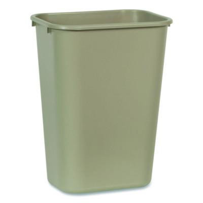 Deskside Plastic Wastebasket, 10.25 Gal, Plastic, Beige