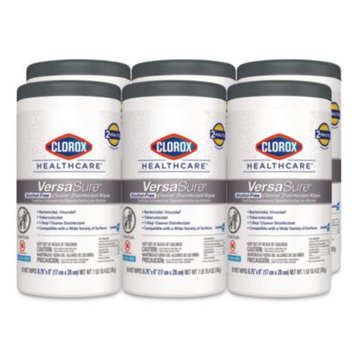 Versasure Cleaner Disinfectant Wipes, 1-Ply, 6.75 x 8, Fragranced, White, 85/Canister, 6 Canisters/Carton
