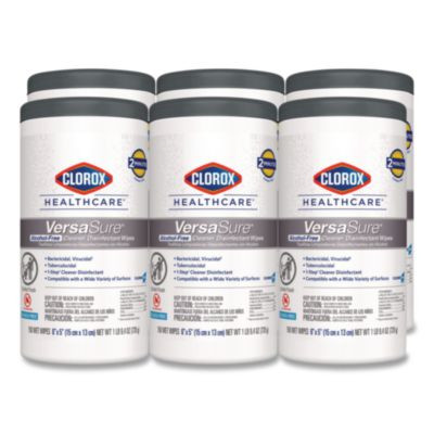 Versasure Cleaner Disinfectant Wipes, 1-Ply, 6 x 5, Fragranced, White, 150/Canister, 6 Canisters/Carton
