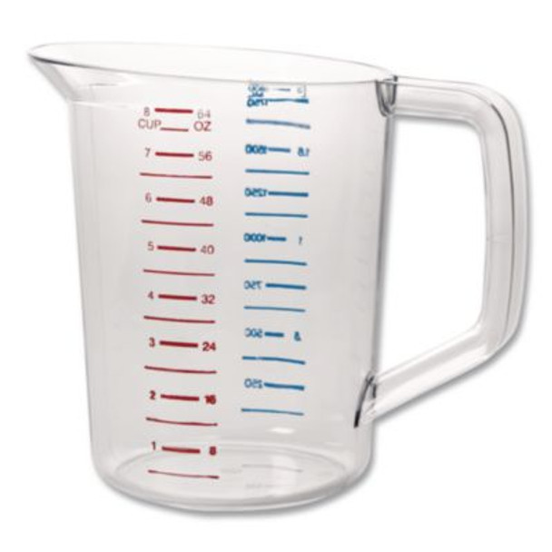 Bouncer Measuring Cup, 2 Qt, Plastic, Clear