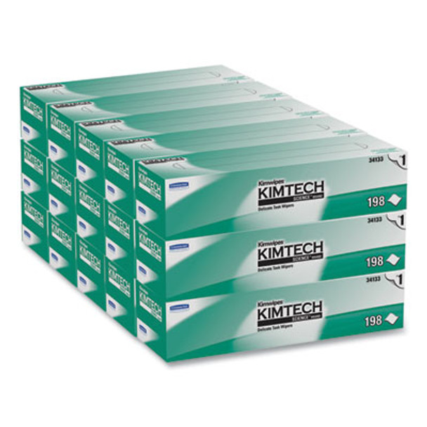 Kimwipes Delicate Task Wipers, 1-Ply, 11.8 x 11.8, Unscented, White, 198/Box, 15 Boxes/Carton