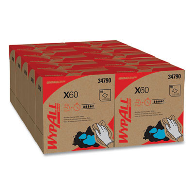 General Clean X60 Cloths, Pop-Up Box, 8.34 x 16.8, White, 118/Box, 10 Boxes/Carton