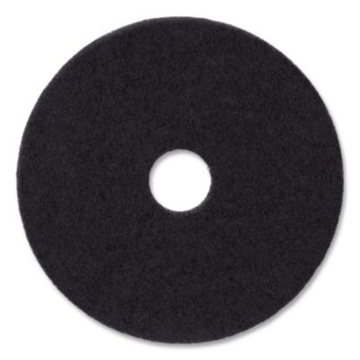 Stripping Floor Pads, 12" Diameter, Black, 5/Carton