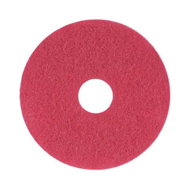 Buffing Floor Pads, 13" Diameter, Red, 5/Carton