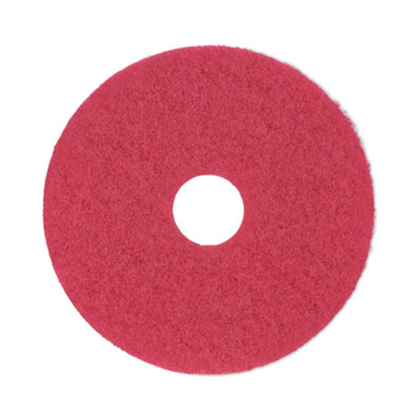 Buffing Floor Pads, 14" Diameter, Red, 5/Carton