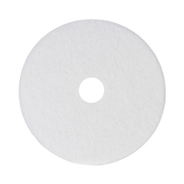 Polishing Floor Pads, 14" Diameter, White, 5/Carton