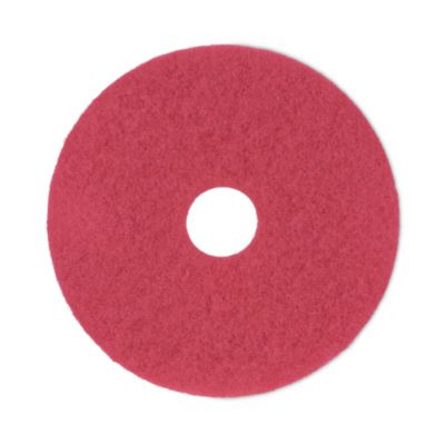 Buffing Floor Pads, 16" Diameter, Red, 5/Carton