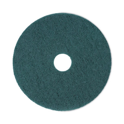 Heavy-Duty Scrubbing Floor Pads, 18" Diameter, Green, 5/Carton