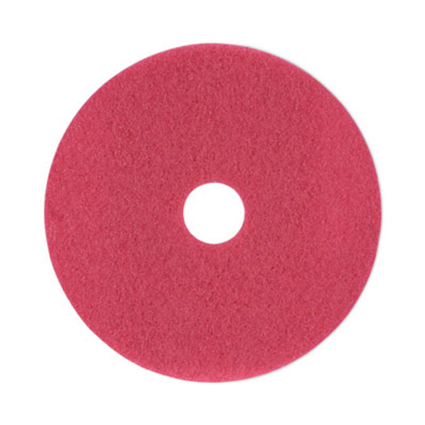 Buffing Floor Pads, 18" Diameter, Red, 5/Carton