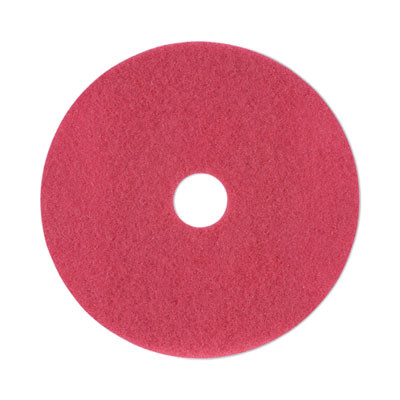 Buffing Floor Pads, 19" Diameter, Red, 5/Carton