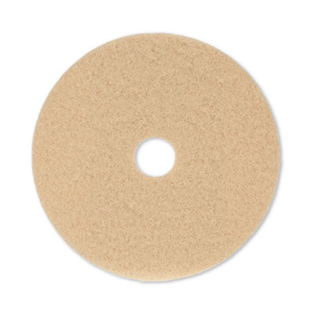 Burnishing Floor Pads, 20" Diameter, Tan, 5/Carton