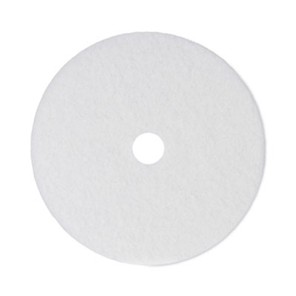 Polishing Floor Pads, 21" Diameter, White, 5/Carton