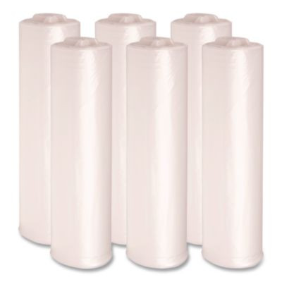 High-Density Can Liners, 45 Gal, 19 Mic, 40" x 46", Natural, Perforated Roll, 25 Bags/Roll, 6 Rolls/Carton