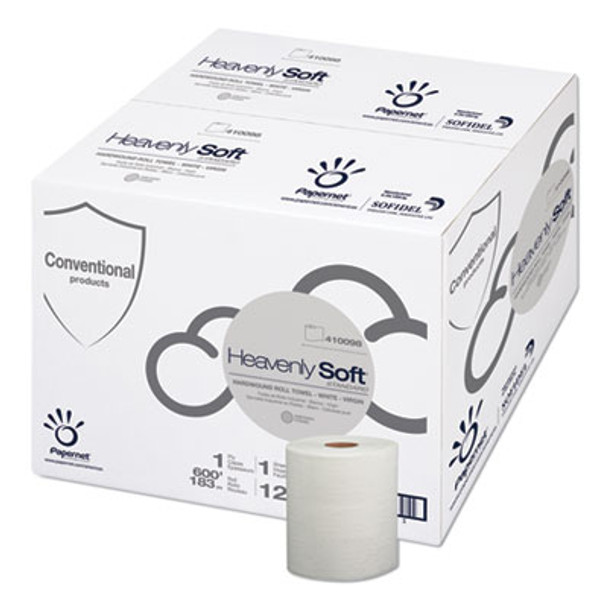 Heavenly Soft Standard Hardwound Roll Towel, 1-Ply, 7.8" x 600 Ft, White, 12 Rolls/Carton