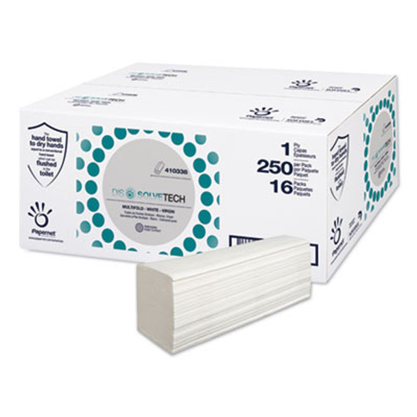 Dissolvetech Paper Towel, 1-Ply, 9.49 x 8.11, White, 250/Pack, 16 Packs/Carton