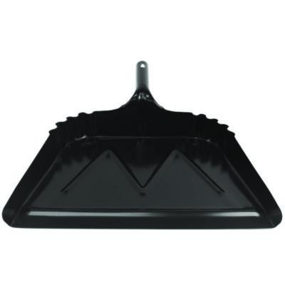 Heavy-Duty Commercial Dust Pan, 16 X 15.5, 5.38" Handle, 20-Gauge Steel, Black
