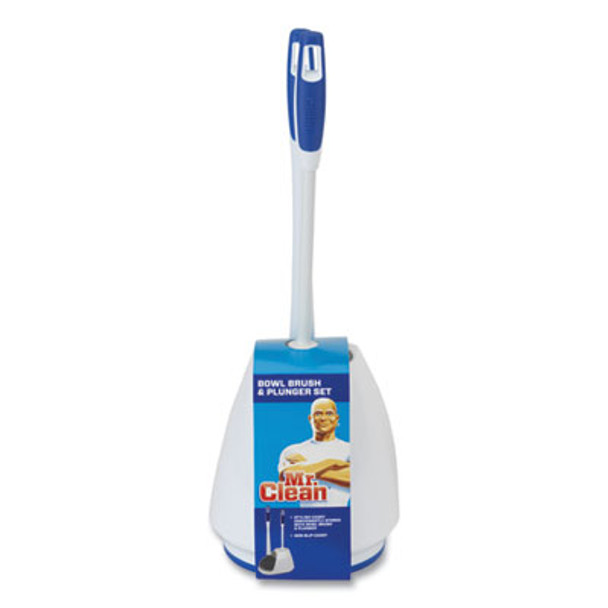 Turbo Plunger And Bowl Brush Set, 12.5" Plastic Handle, 6" Dia, White