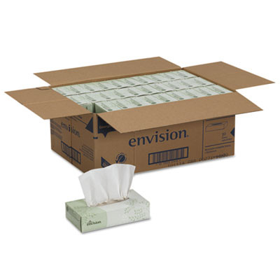 Envision White Facial Tissue, 2-Ply, White, 100 Sheets/Box, 30 Boxes/Carton