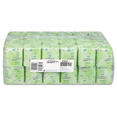 100% Recycled Two-Ply Bath Tissue, Septic Safe, White, 500 Sheets/Roll, 48 Rolls/Carton