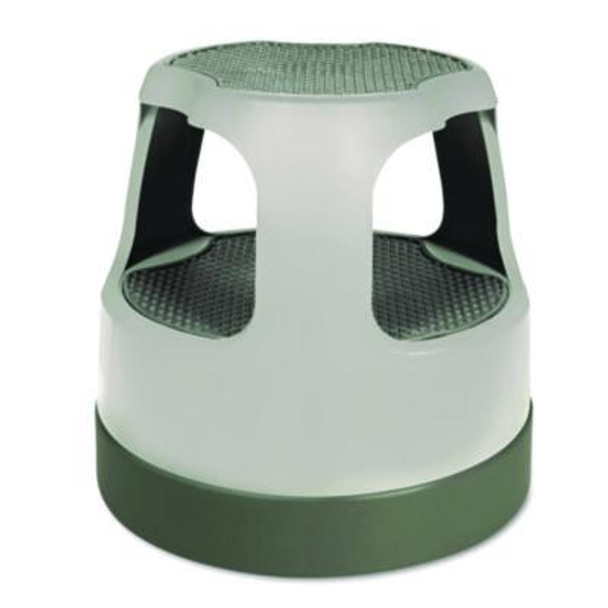 Scooter Stool, Round, 2-Step, Step And Lock Wheels, 300 Lb Capacity, 15" Working Height, Gray