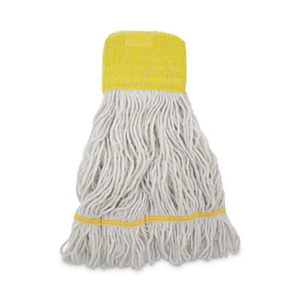 Super Loop Wet Mop Head, Cotton/Synthetic Fiber, 5" Headband, Small Size, White, 12/Carton