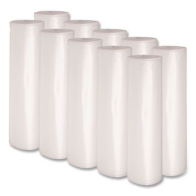 Recycled Low-Density Polyethylene Can Liners, 45 Gal, 1.1 Mil, 40" x 46", Clear, Perforated, 10 Bags/Roll, 10 Rolls/Carton
