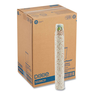Perfectouch Paper Hot Cups, 8 Oz, Coffee Haze Design, 50/Sleeve, 20 Sleeves/Carton