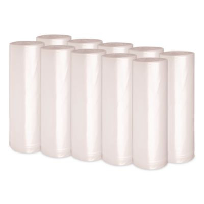 Recycled Low-Density Polyethylene Can Liners, 60 Gal, 1.4 Mil, 38" x 58", Clear, Perforated, 10 Bags/Roll, 10 Rolls/Carton