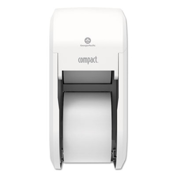 Compact Vertical Double-Roll Coreless Tissue Dispenser, 14.06 x 6.69 x 8.19, White