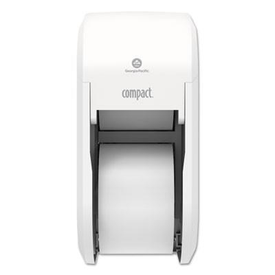 Compact Vertical Double-Roll Coreless Tissue Dispenser, 14.06 x 6.69 x 8.19, White