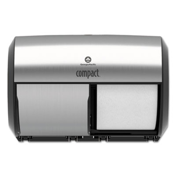 Compact Coreless Side-By-Side Double-Roll Tissue Dispenser, 11 x 7.38 x 7.38, Stainless Steel