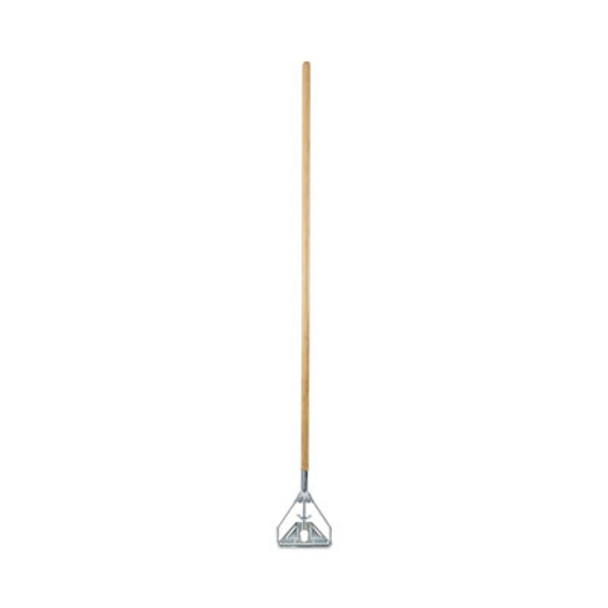 Screw Clamp Metal Head Wooden Mop Handle, #20+, 1.13" Dia x 62", Natural