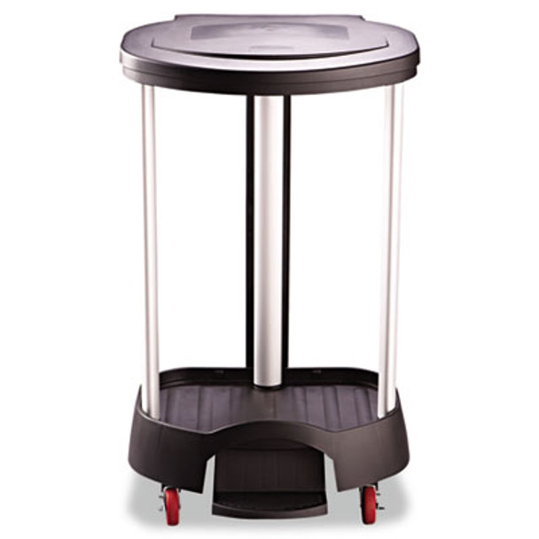 Premium Step-On Linen Hamper, 30 Gal, 20.38w X 22.25d X 37.88h, Aluminum/Plastic, Black