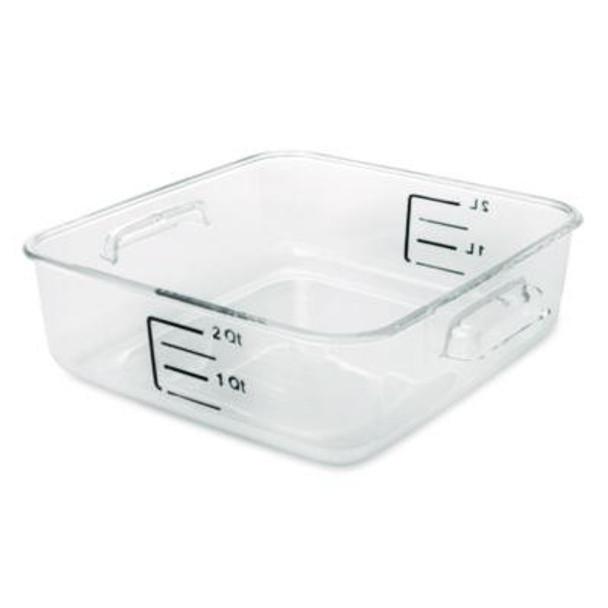 Spacesaver Square Containers, 2 Qt, 8.8 x 8.75 x 2.7, Clear, Plastic