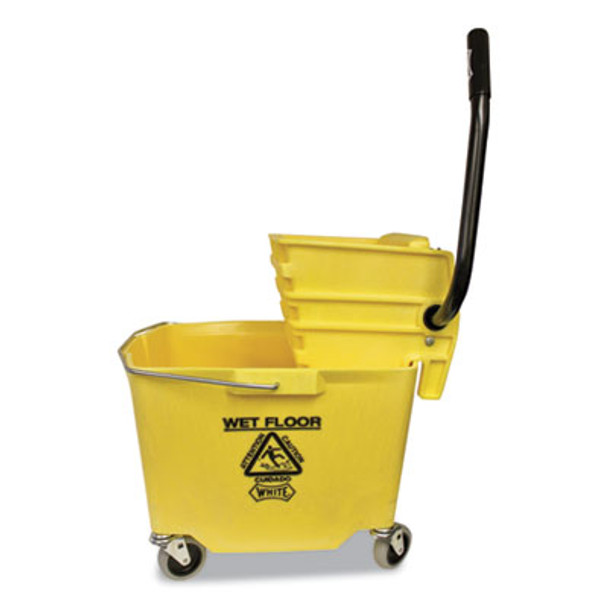 Side-Press Squeeze Wringer/Plastic Bucket Combo, 12 To 32 Oz, Yellow