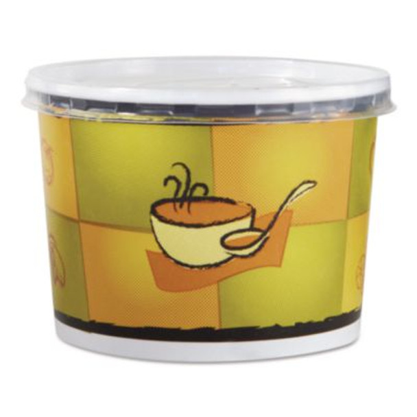 Streetside Squat Paper Food Container With Lid, Streetside Design, 12 Oz, 250/Carton