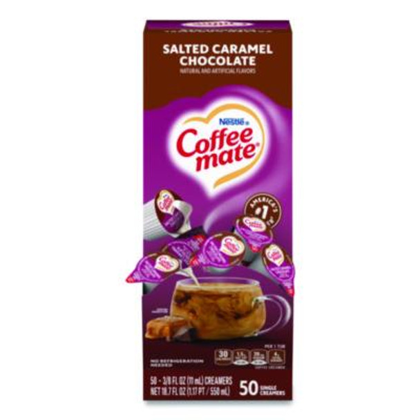 Liquid Coffee Creamer, Salted Caramel Chocolate, 0.38 Oz Mini Cups, 50/Box